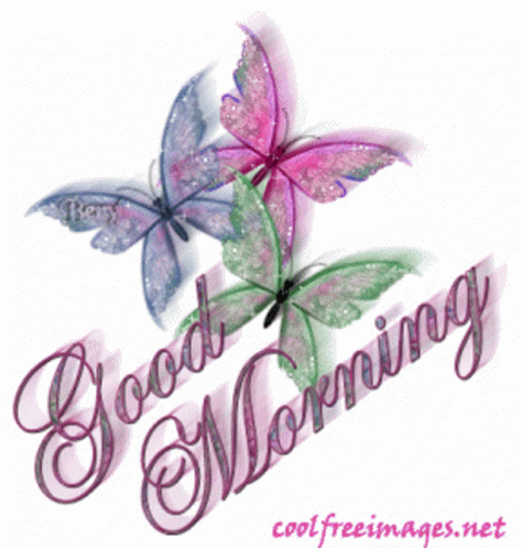 Good Morning Butterfly Glitter Gif